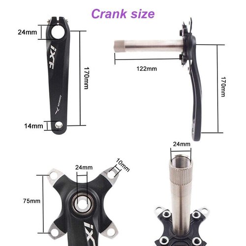 BUCKLOS IXF 104 BCD 30-52T Mountain Bike Crankset -Hollow Integrated MTB 170mm Crank Set- Aluminum Alloy Bike Crankset with Narrow Wide Tooth Chainring Bottom Bracket Bolts (Black/Red)