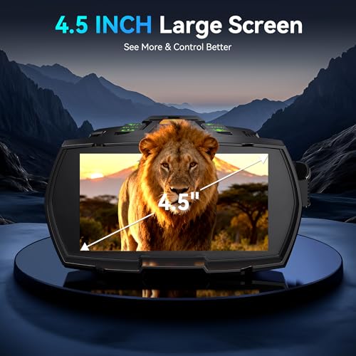 XOOIOOY 4K Night Vision Binoculars with 4.5" HD Screen, 10X Zoom, IR, 5000mAh Battery