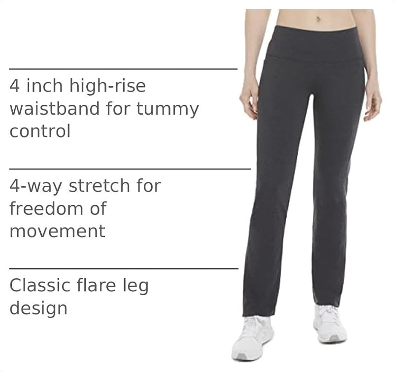 Women's Cotton Stretch Yoga Pants Large Charcoal Heather - Energy Zone