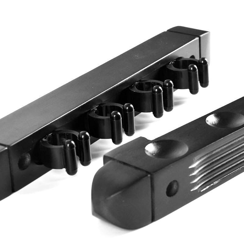 Wall Mounted Pool Cue Rack Holder - Black + 4 Cues (MoyanSuper) Variation: Black+4 Cues Holder