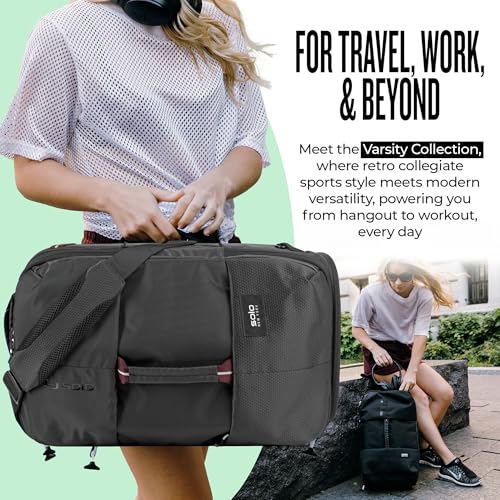 Solo New York Black Travel Backpack Duffel - Convertible Carry-On for Men & Women