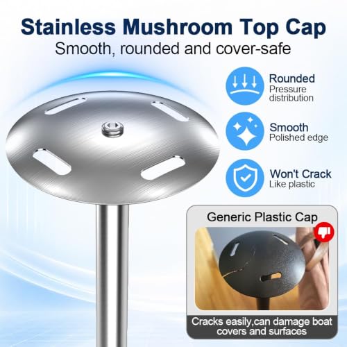 2 Pack Stainless Steel Boat Cover Support Poles with Adjustable Heights & Stable Metal Bases