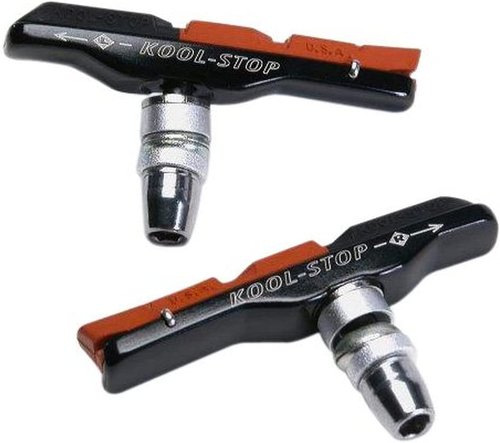 Kool Stop Bicycle V-Type Holder with Brake Pads (Dual Compound) , Salmon/Black