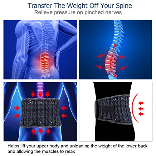 HONGJING Blue Decompression Back Support Belt for Lower Back Pain Relief