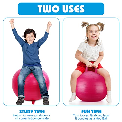 Kids Ball Chairs with Feet - 20 Inch Classroom Flexible Seating Set - Rose Red, Green, Orange, Blue