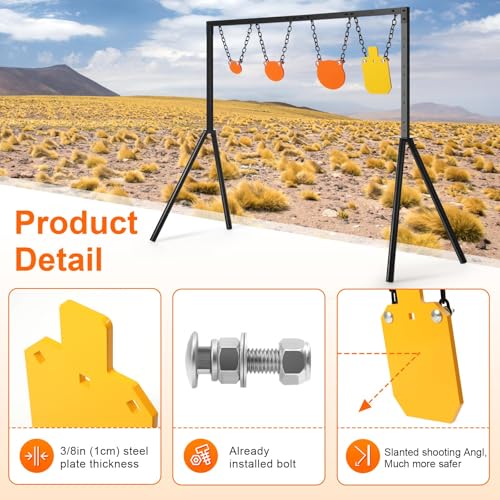 GADFISH Steel Target Stand System - Complete Outdoor Shooting Kit with 3/8 Inch AR500 Targets & Adjustable Height