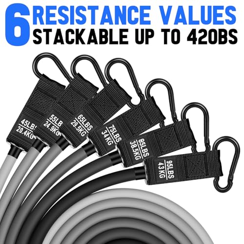 BesBiu Black 420LBS Heavy Resistance Bands Set for Strength Training & Home Gym