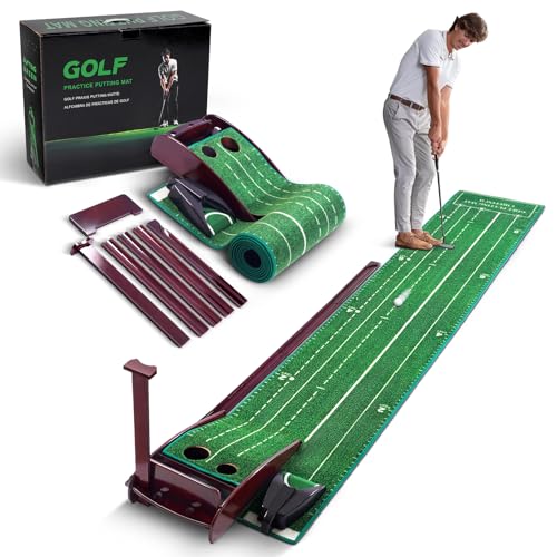Indoor Golf Putting Green with Automatic Ball Return - Three-Track Version