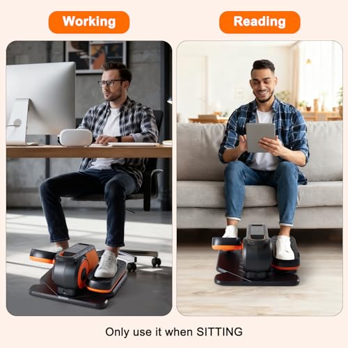 Under Desk Elliptical Machine Black & Orange 15.5x15.2x8.6 Inches Compact Pedal Exerciser