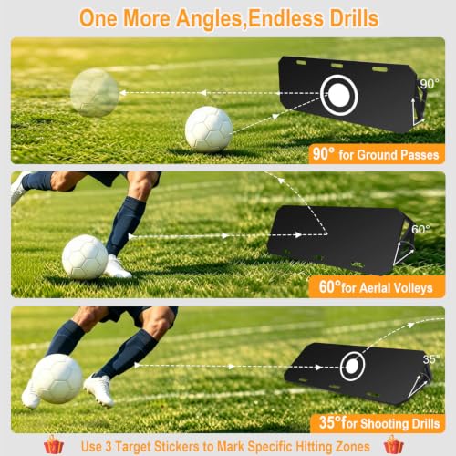 Black 40x16 Inch 3-Angle Soccer Rebounder Board for Passing Shooting Training