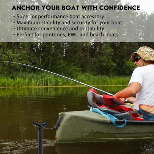7.75 ft Floating Boat Anchor Pole with T-Handle & Compass - Fiberglass Shallow Water Anchor