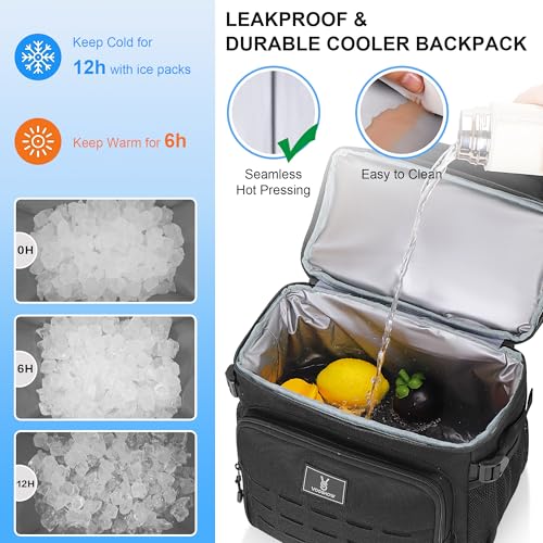 Black Insulated Double Deck Cooler Backpack for 36 Cans - Leakproof & Large Capacity