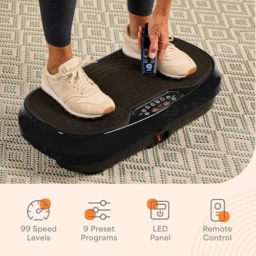 Lifepro Waver Mini Vibration Plate Exercise Machine with Resistance Bands - Black