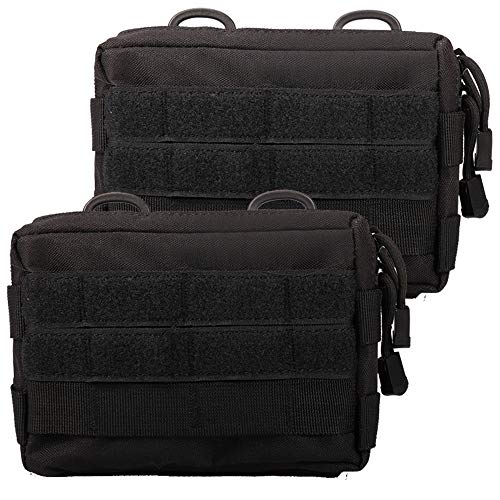 2 Pack Tactical Water-Resistant Utility Pouches - Black & Black