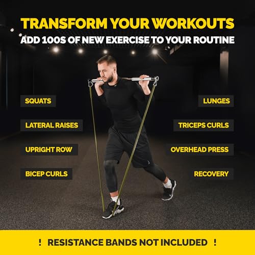 Heavy Duty Steel Resistance Bar for Exercises, Adjustable 27-39 Inches
