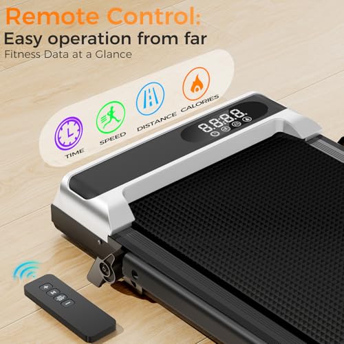 Foldable Under Desk Treadmill with 8% Incline and Remote Control - Portable Home Exercise Machine