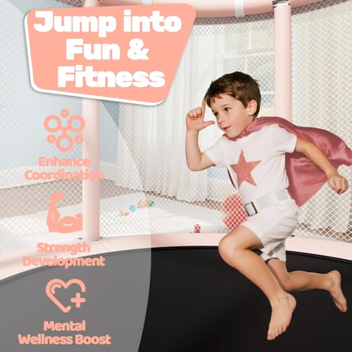 Pink 55-Inch Indoor & Outdoor Kids Trampoline - Safe Toddler Jumping Gift