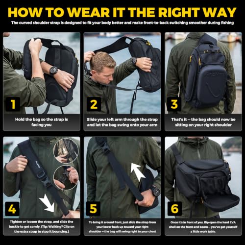 Fishing Sling Pack with Foldable Workstation Water-Resistant Tackle Bag for Saltwater & Freshwater