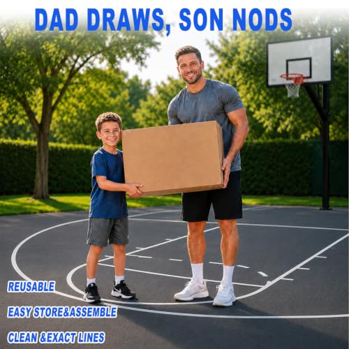 High School Waterproof Basketball Court Stencil Kit for Concrete - Reusable & Durable