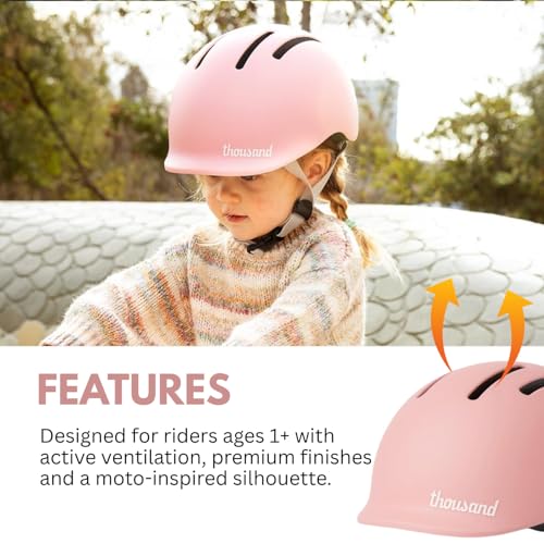 Thousand Kids Bike Helmet - Pink Power, Reflective Stickers & Magnetic Buckle