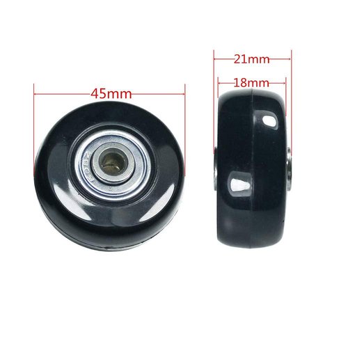 F-ber Luggage Suitcase Wheels with ABEC 608zz Bearings, 45mm Inline Outdoor Skate Replacement Wheels, Set of 4 (Black, OD45mm x H18mm x ID6mm/1.77" x 0.7" x 0.24")