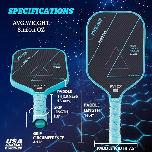 Pink & Teal Green Carbon Fiber Pickleball Paddle Set 16mm USAPA Approved
