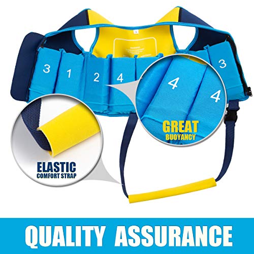 Baby Swim Vest for Toddlers 18 Months-2 Years Blue Neoprene Float Vest with Front Zipper