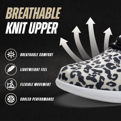KR Strikeforce Lux Womens Leopard Bowling Shoes with #8 Slide Pads - Left/Right Hand