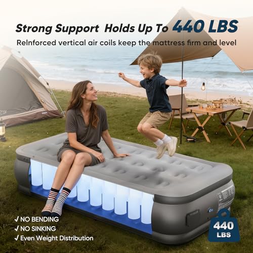 JUITOY Twin Air Mattress with Built-in Pump - Inflatable Blow Up Bed, Variation 24