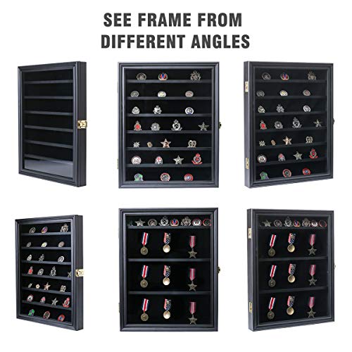 Lockable Wooden Display Case for Military Challenge Coins - Matt Black