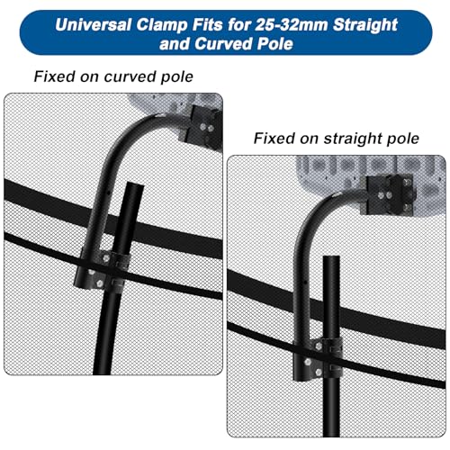 Universal Trampoline Basketball Hoop with Solar LED Lights, Adjustable for 25-32mm Poles