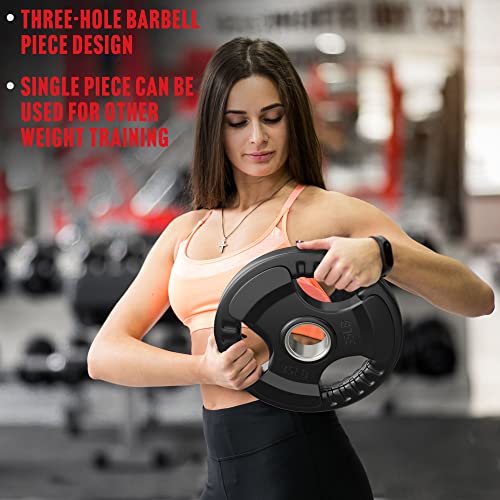 Elevens Rubber Weight Plates 35LB Black 2-Inch Olympic Grip Plates for Weightlifting