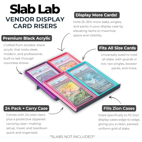 24 Modular Card Risers for Display Cases - Black Acrylic for Trading Cards