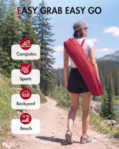 Portal Breathable Mesh Red Folding Camping Rocking Chair, 350LBS Portable Outdoor Seat
