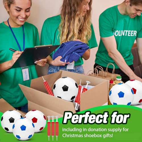 Yasuwekik 36 Pack Deflated Soccer Balls with Pump for Christmas Shoebox Gifts