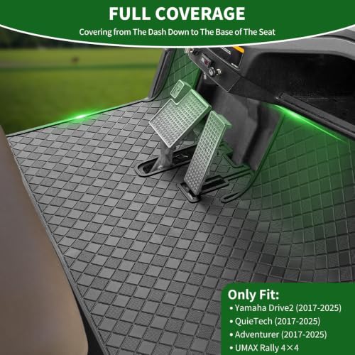 Black Trim Yamaha Drive 2 Golf Cart Floor Mat 2017-Up - Precise Fit, Anti-Slip