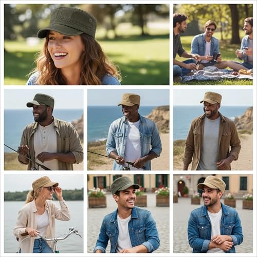 Army Cadet Cap for Men & Women Military Flat Top Baseball Hat Black