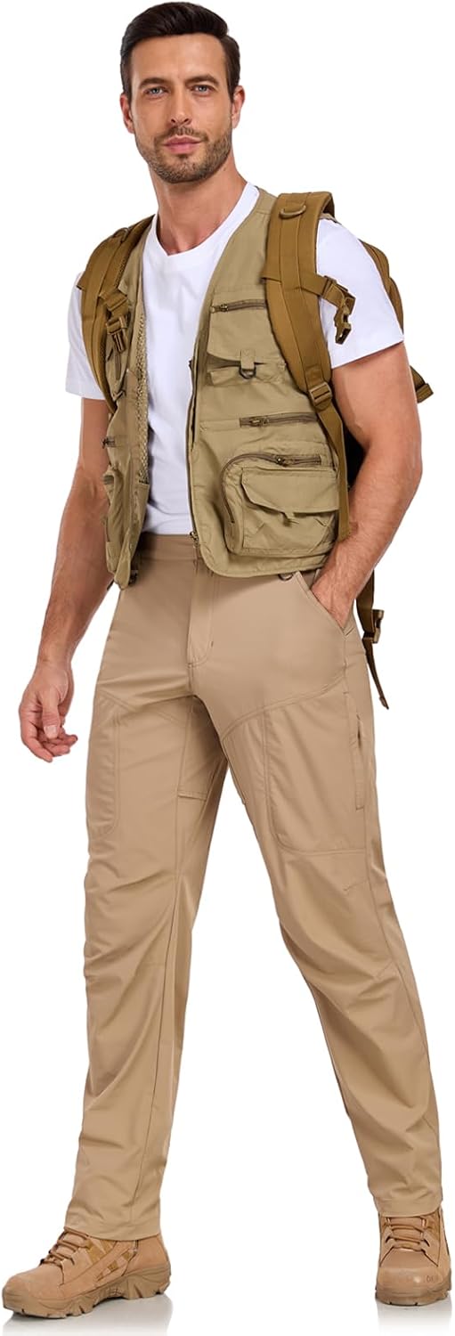 Skiennix Men's Lightweight Cargo Hiking Pants - Quick Dry, Water Resistant, 6 Pockets | Ideal for Outdoor Travel
