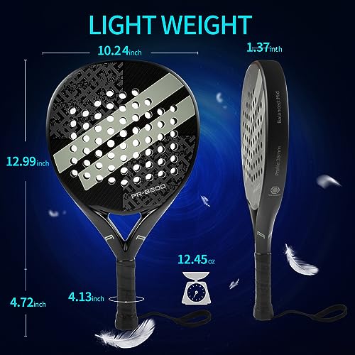 Gray Carbon Fiber Padel Racket with EVA Memory Foam Core Lightweight