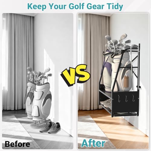 Eastrexon Golf Bag Organizer Wall Mount & Freestanding Storage Rack