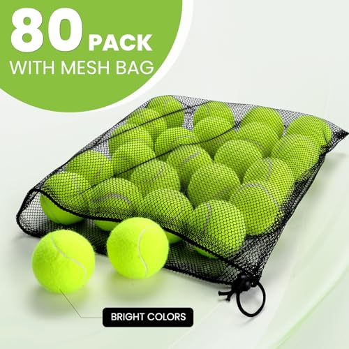 80 Pack Pressureless Tennis Balls for Dogs & Training - Durable & Portable