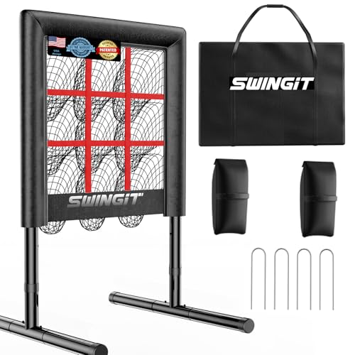 Heavy Duty Baseball Pitching Net with Strike Zone - Black, Adjustable Height