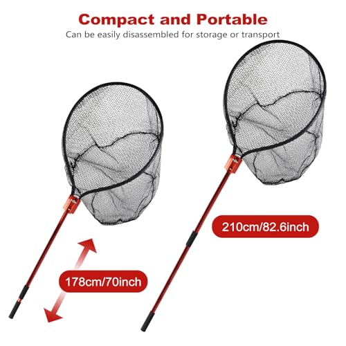 Extendable Fishing Landing Net with Telescoping Aluminum Handle - Large Catch Net