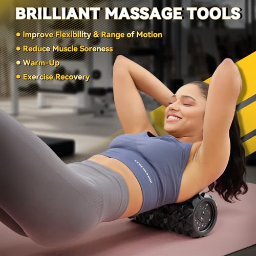 LTHTRADE Black 5-Speed Rechargeable Vibrating Foam Roller for Muscle Recovery