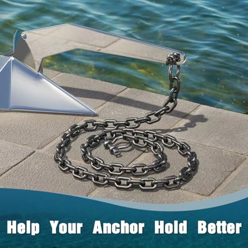10FT 5/16 Inch Marine Grade Stainless Steel Boat Anchor Chain with Double Shackle - Deck Man