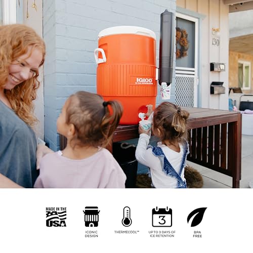 Orange 10 Gallon Insulated Beverage Cooler with Spout - Portable Water Dispenser