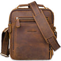 Jack&Chris Leather Messenger Bag for Men - Brown Crossbody Purse for Work & Business