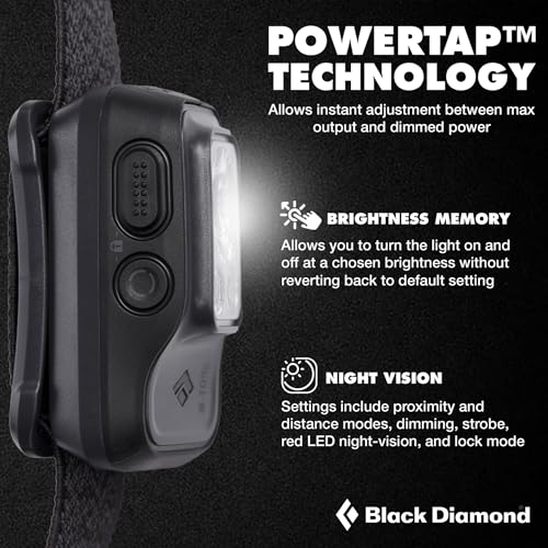 Rechargeable Black Diamond Spot 400-R Headlamp - Graphite, Bright 400 Lumens, Waterproof & Dimmable