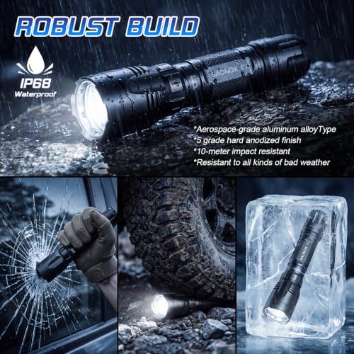 2000 Lumen Tactical LED Flashlight with Waterproof Shockproof Design