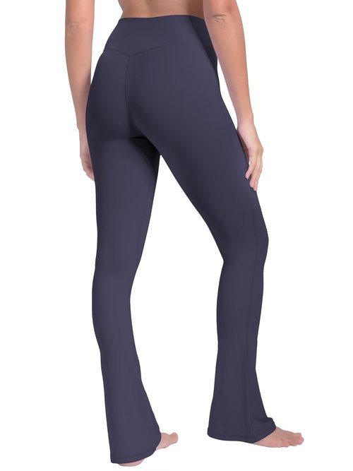 Sunzel High Waist Mini Flared Leggings for Women,Tummy Control Casual Flare Yoga Pants for Yoga Workout Gym 28" Ash Blue M